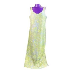 Segrets green grey floral summery floral maxi dress
